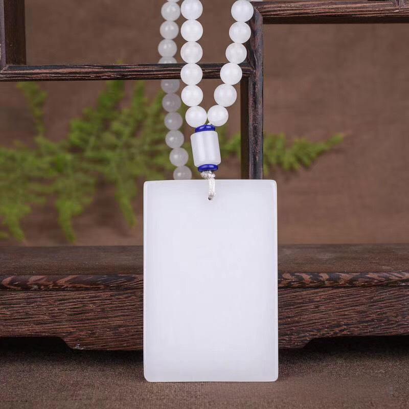 New Chinese Style Xinjiang Golden Silk Jade Ping'an Tablet Sweater Necklace