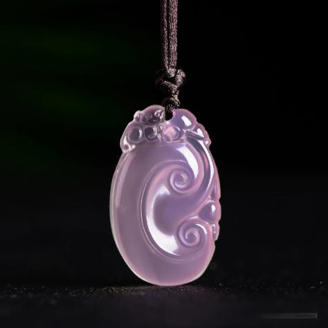 Pink Chalcedony Ruyi Pendant